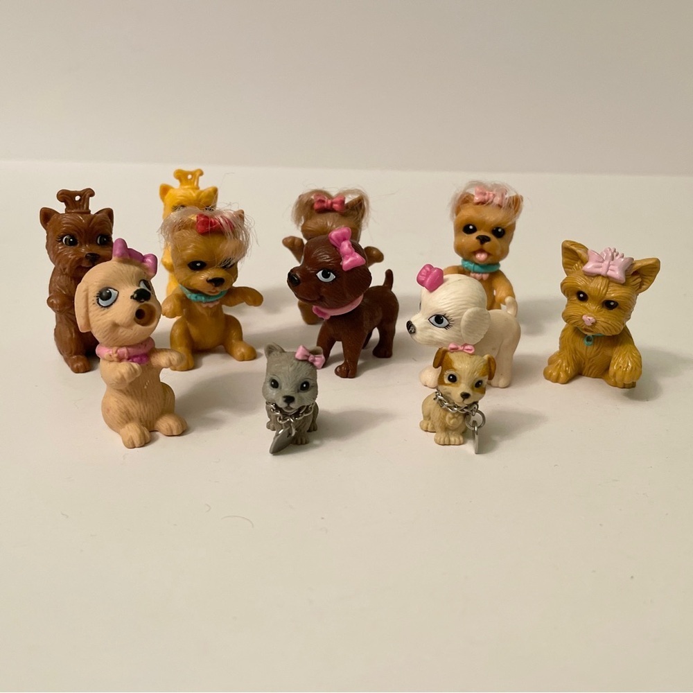 Lot of 11 Vintage Mattel Barbie Pets Dogs Figures Pink Bows & Hearts